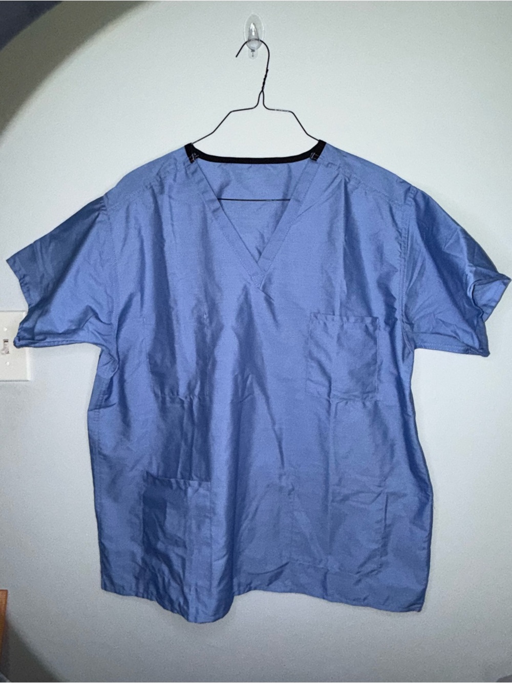 Men's V-Neck Work Shirt in Light Blue